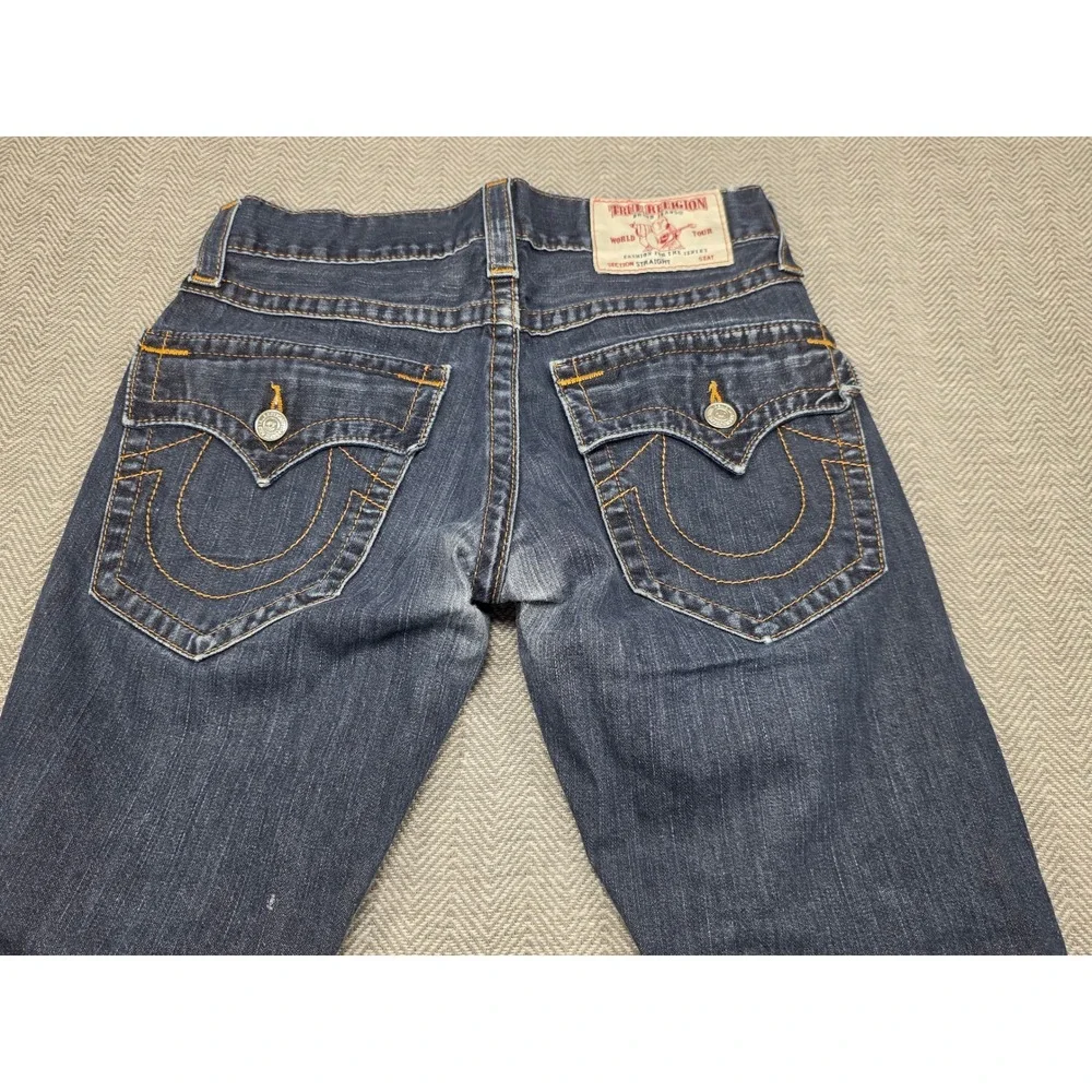 True Religion‎ Mens Section Straight Dark Wash Jeans 29 Horseshoe Stitch Blue